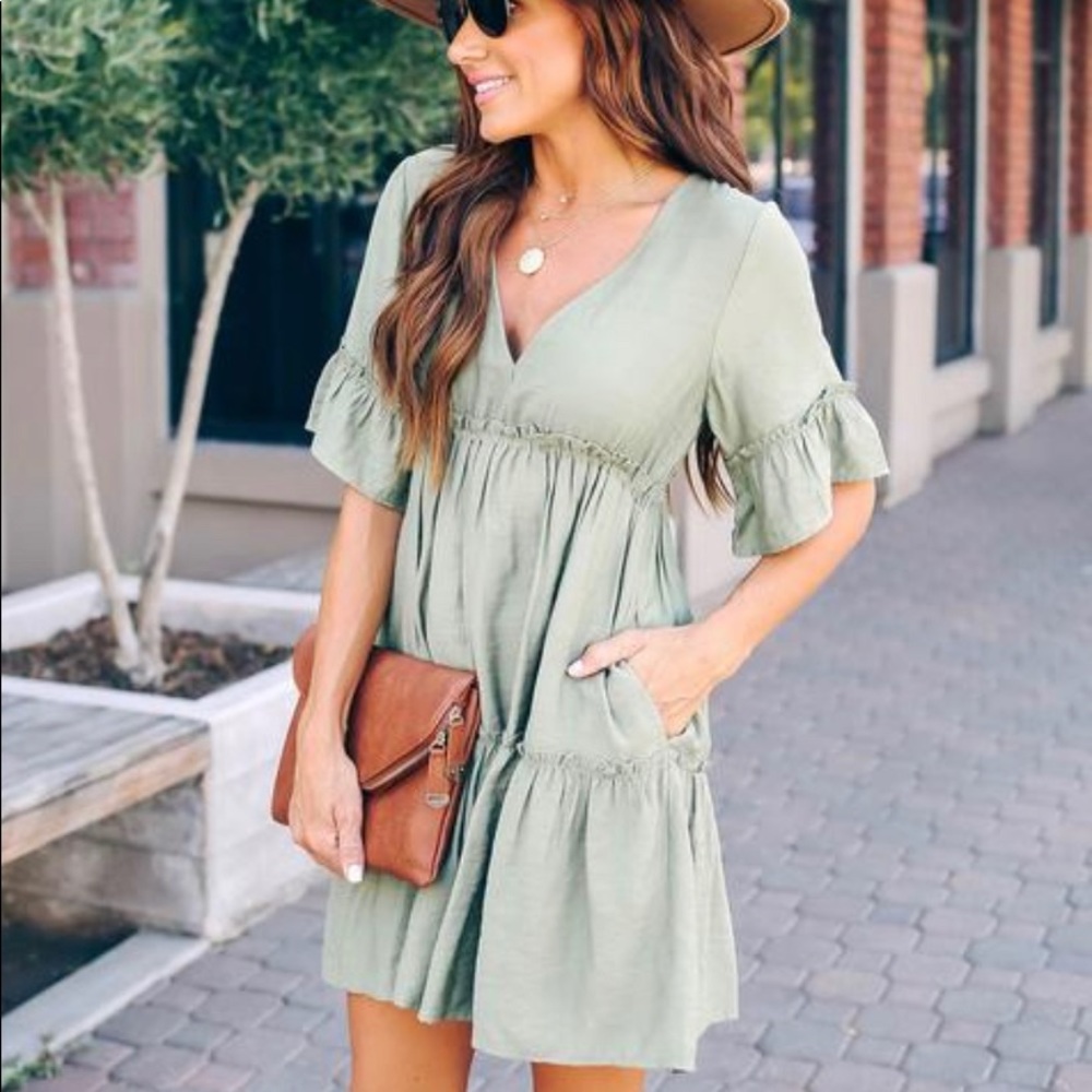 Pocketed Ruffle Tiered Dress